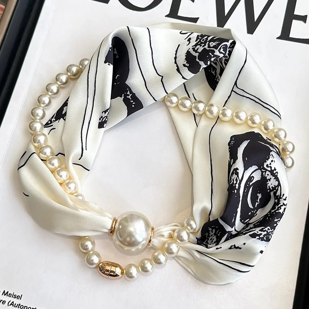 X74 Type12 | Gianzhijie Pearl Magnetic Skinny Silk Neck Scarf